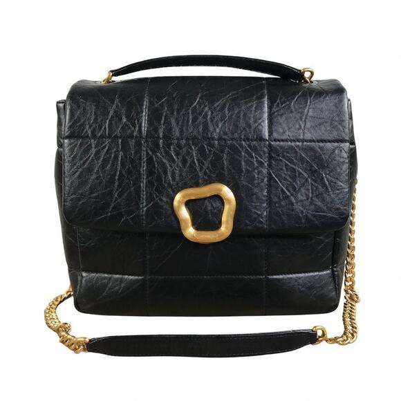 SONGMONT Large Calf Leather Chocolate Bag Onyx Black Luxury Old Money Classic - Picture 5 of 16